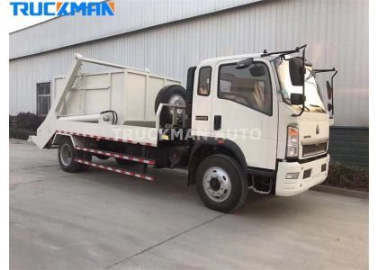 4x2 SINOTRUK HOWO 5 Cubic Meters Swing Arm Garbage Truck To Liberia