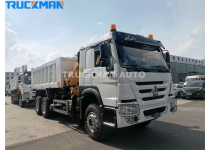 10 Wheels SINOTRUK HOWO 380HP Dump Truck With Crane To Senegal