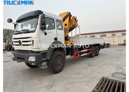 10 Wheels BEIBEN 380HP Cargo Truck With Crane To Dr Congo