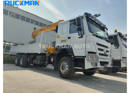 10 Wheels SINOTRUK HOWO 340HP Truck Mounted Crane To Rwandan