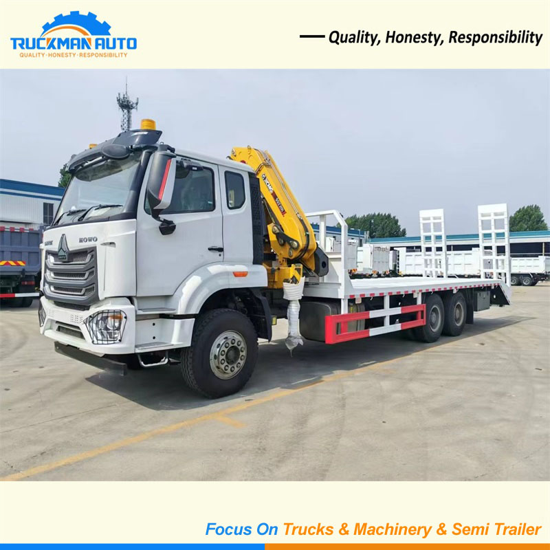 SINOTRUK HOWO NX 6X4 400HP Flatbed Truck Mounted Crane With Hydraulic Ladder For Surinam	